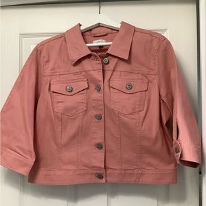 Womens Denim Jacket. Loft brand. Denim coral color. Size XL